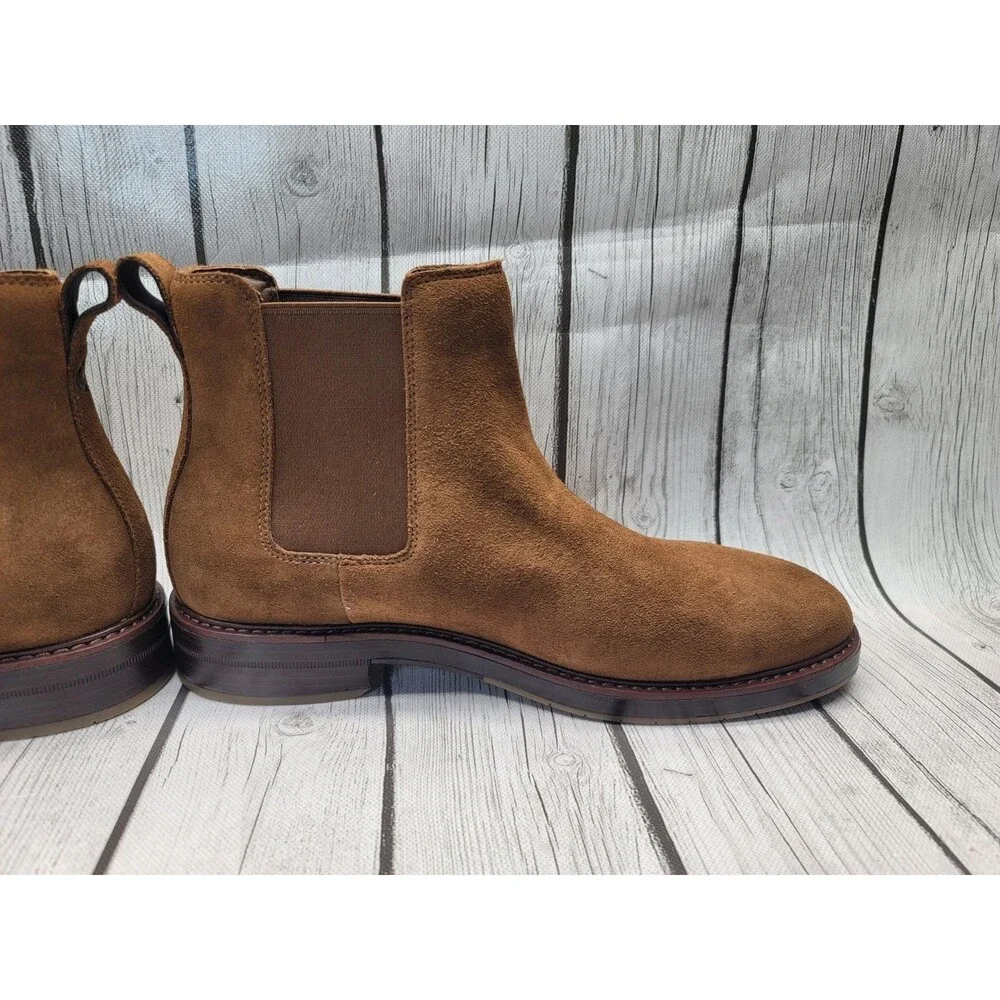 Cole Haan Judson Grand Mens 9M Chelsea Boots in Spiced Suede Raven Brown Leather